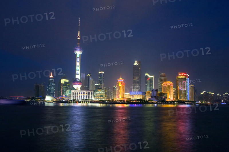 Pudong Skyline along Huangpu River at Night,Shanghai