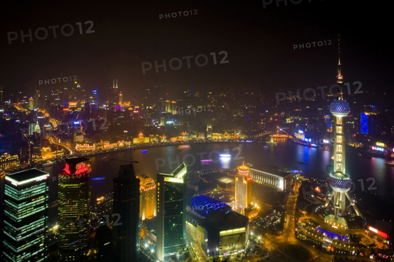 High Angle View of Shanghai at Night