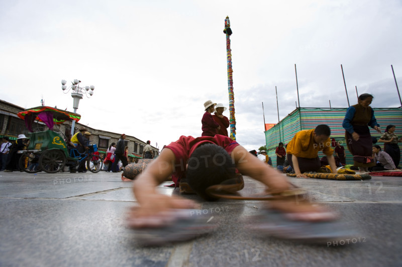 People Bow before the Jokhang Temple