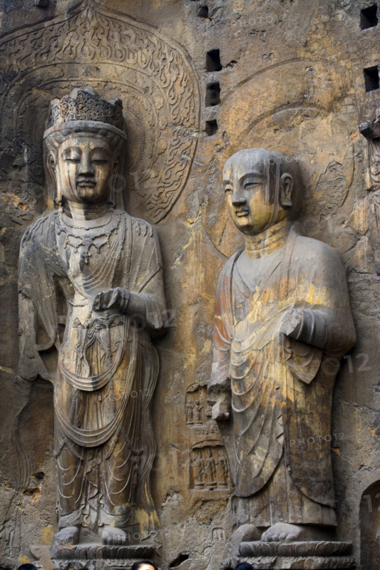 China,Henan Province,Luoyang,Buddhist sculpture at Longmen Grottoes