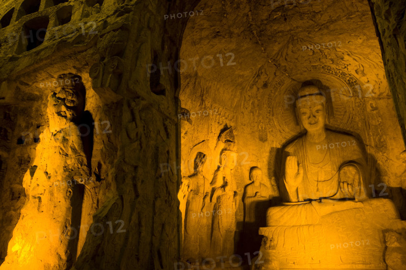 China,Henan Province,Luoyang,Buddhist sculpture at Longmen Grottoes