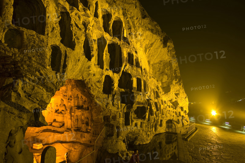China,Henan Province,Luoyang,Buddhist sculpture at Longmen Grottoes