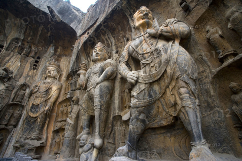 China,Henan Province,Luoyang,Buddhist sculpture at Longmen Grottoes