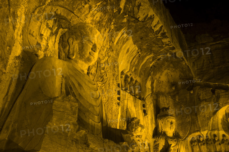 China,Henan Province,Luoyang,Buddhist sculpture at Longmen Grottoes