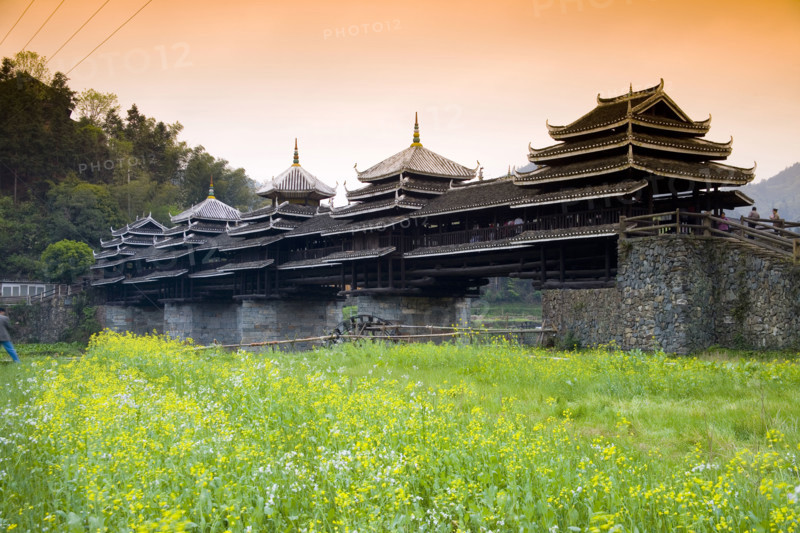 Roofed Bridge of Dong Minority,Guangxi Province,China