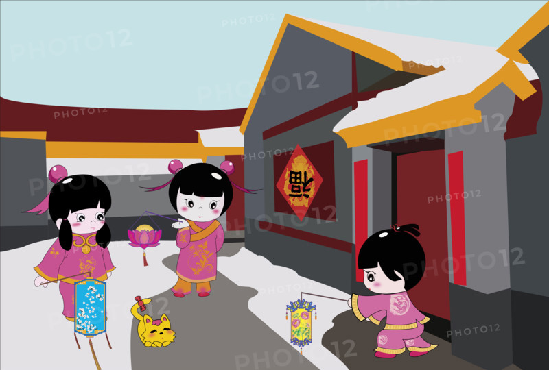 Kids celebrating Spring Festival