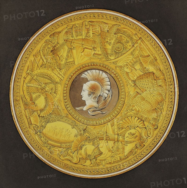 Brongniart, Preliminary design of a porcelain table top for the table of the Great Captains of Antiquity