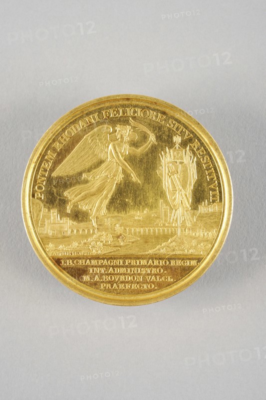 Médaille commémorative célébrant la construction du pont du Rhône