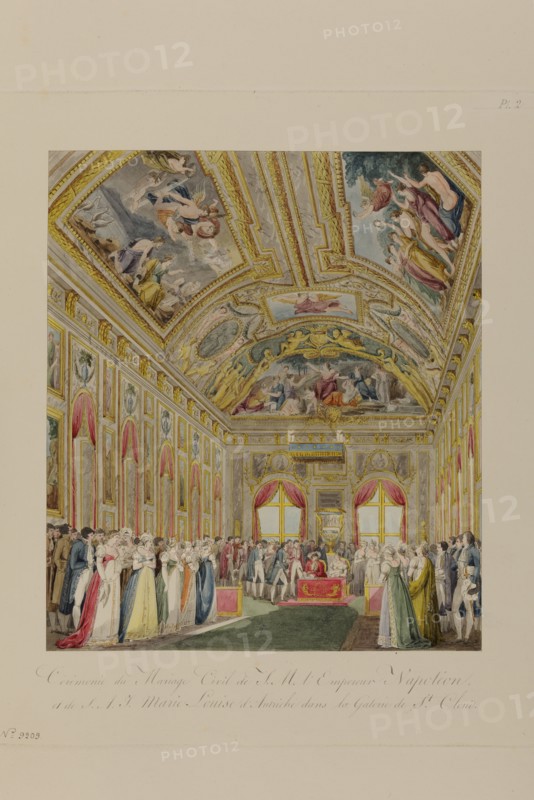 Cérémonie du mariage civil de Napoléon 1er et Marie-Louise d'Autriche dans la Galerie de Saint-Cloud (1er avril 1810)