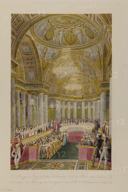 Le banquet impérial dans la grande salle du Palais des Tuileries, à l'occasion du mariage de Napoléon 1er et Marie-Louise d'Autriche (2 avril 1810)