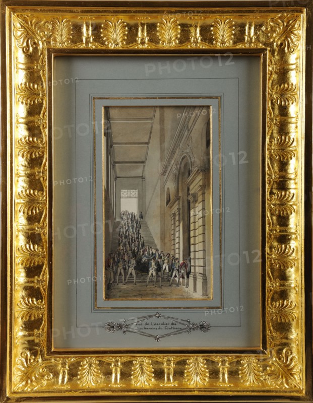 Descente du cercueil de Marie Charles César Florimond de Faÿ, comte de La Tour-Maubourg par l'escalier des Souterrains du Panthéon