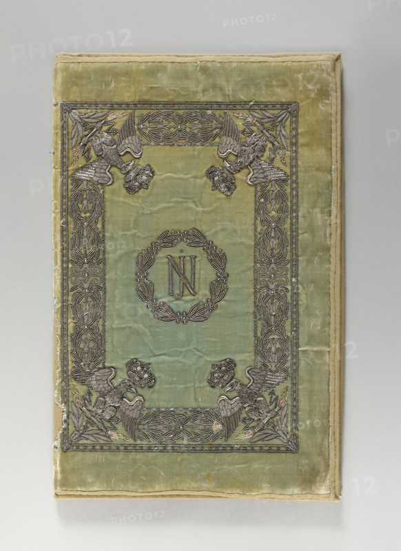 Reliure d'un parapheur ou porte-documents au chiffre du Roi Jérome