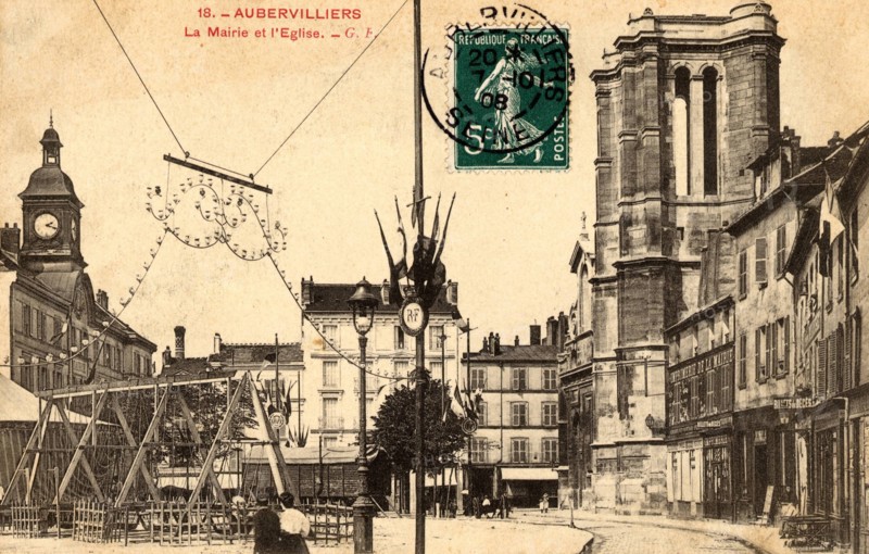 Aubervilliers,
La mairie et l'église