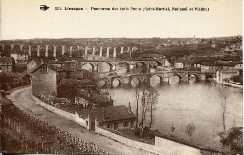 Limoges, view over three bridges