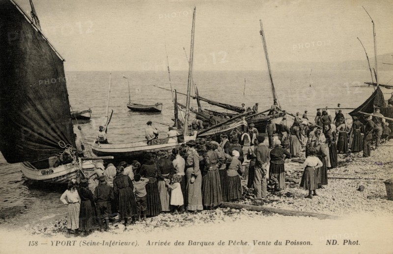 Arrivée des barques de pêche à Yport