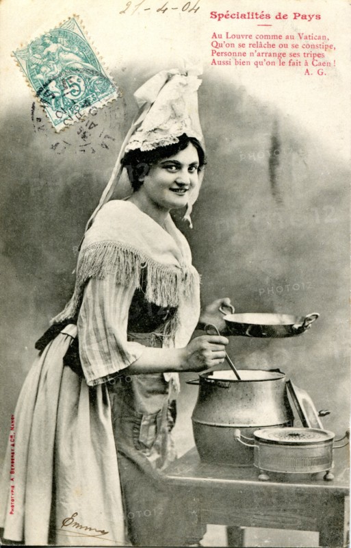 Woman serving tripe in the Caen style