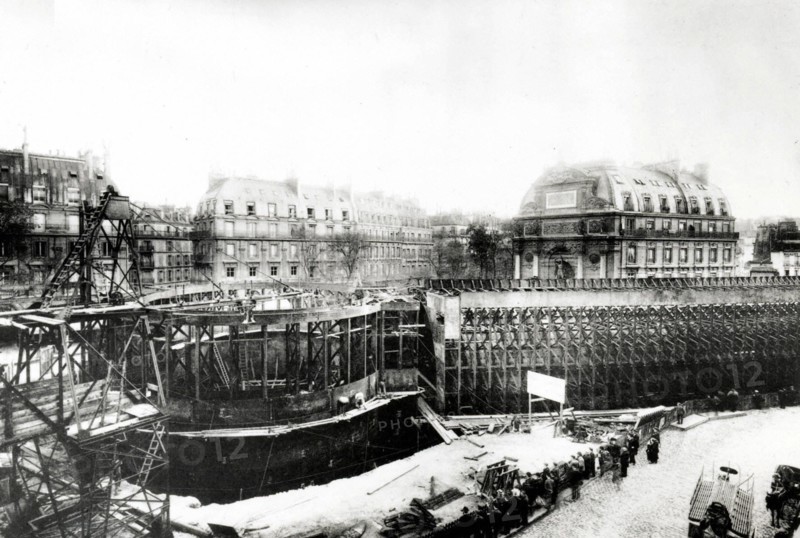 Paris, quartier saint-Michel, construction de la ligne n°4 du métro