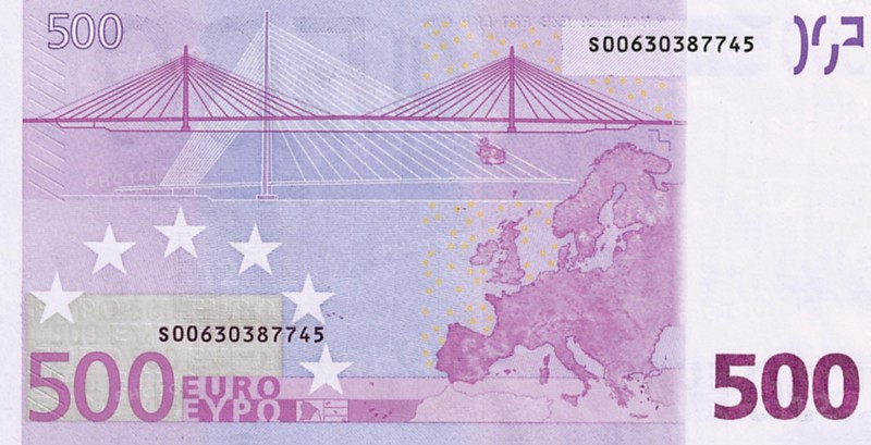 Note of 500 euros (reverse)
