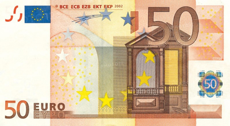 Note of 50 euros (obverse)