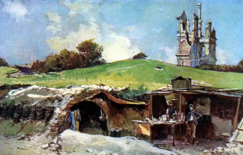 François Flameng, first-aid post at Mont Saint-Eloy