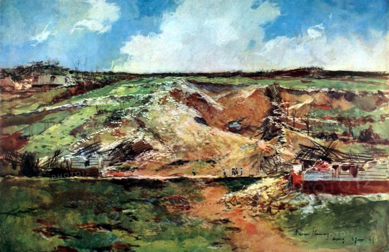 World War I. In Artois, the shell-holes of Carency