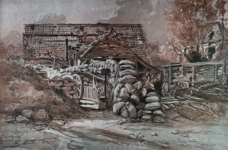 François Flameng,  In Artois, former German post at Carency