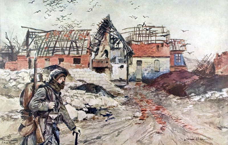 François Flameng, in Artois, in the ruins of Ablain St Nazaire