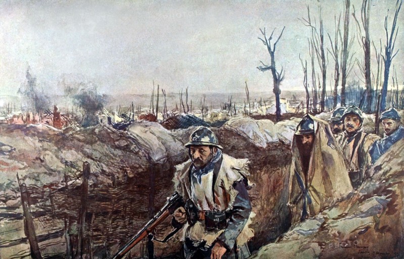 François Flameng, in Artois, trench in the village of Souchez