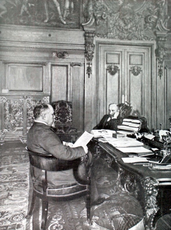 Balkan War, Raymond Poincaré receiving Mr. Serge Sazonof (7 octobre 1912)