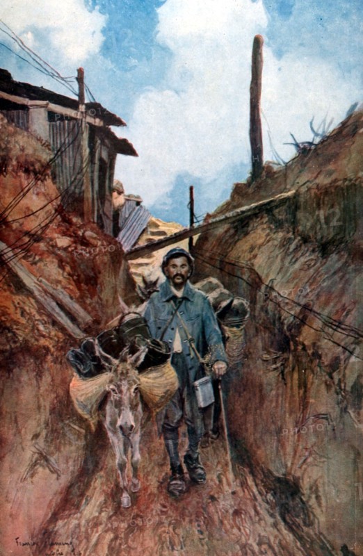 François Flameng, In the Somme, resupplying in the trenches, near Lihons (1916)