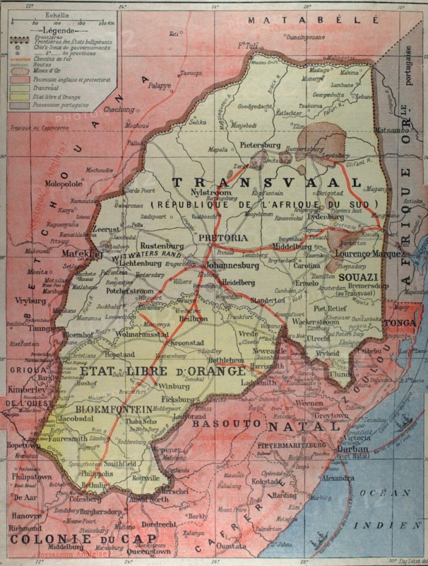 Map of the war theatre in Transvaal, in "Le Petit Journal" dated November 26, 1899