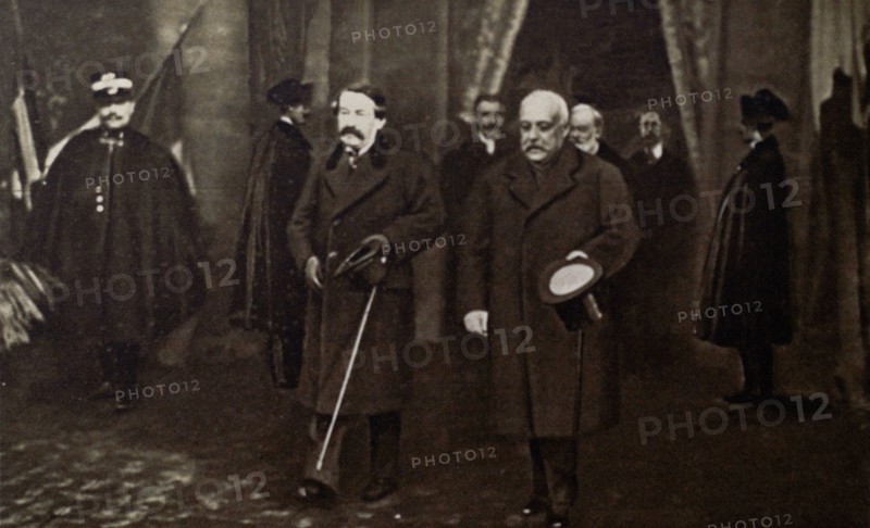 World War I. Aristide Briand, President of the French Council, on a trip to Italy