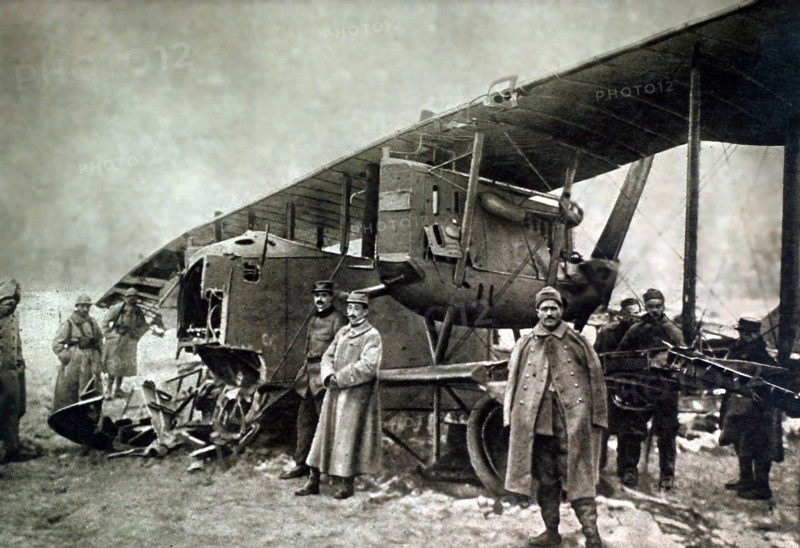 World War I. A huge Gotha shot down near Soissons (1918)