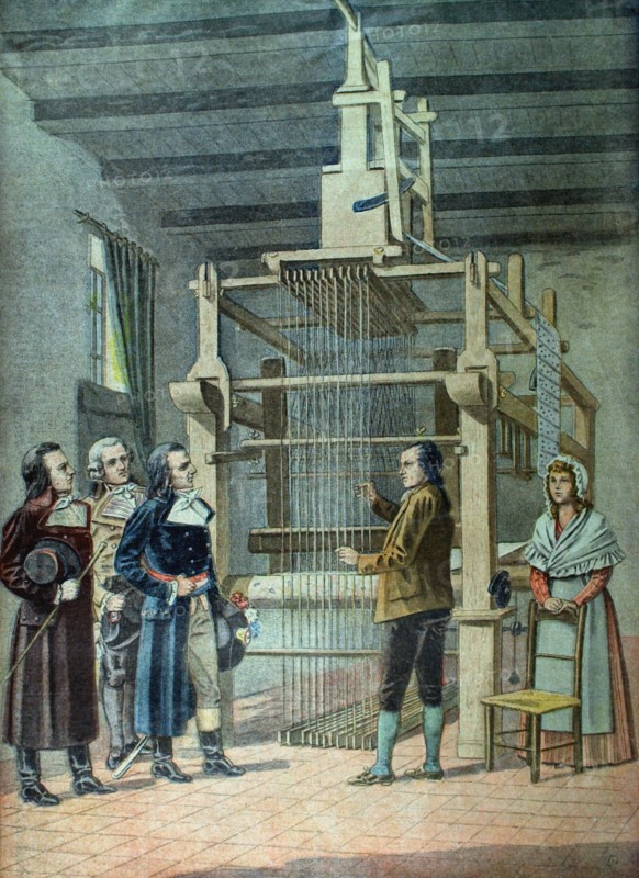 Carnot visiting the workshops of Marie-Joseph Jacquard., 1-6-1901