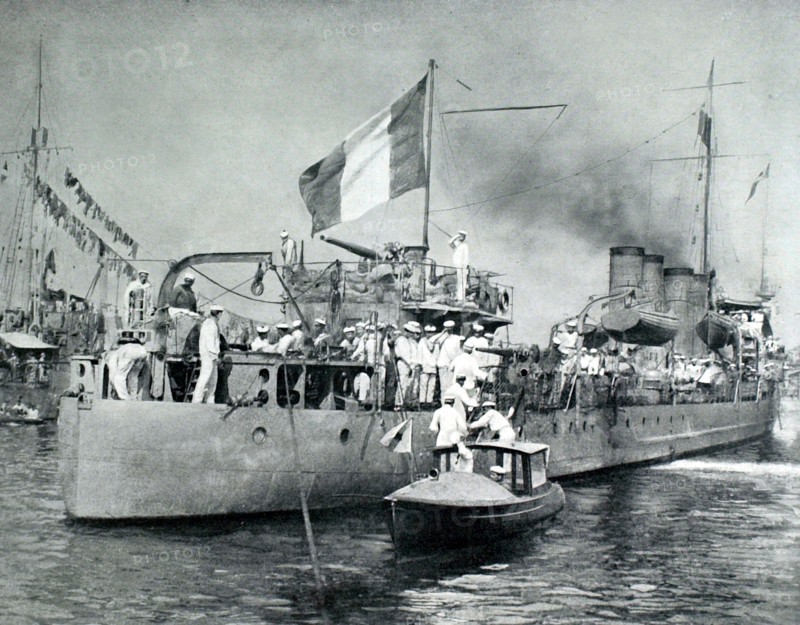 Première Guerre Mondiale. Retour à Brindisi du contre-torpilleur français "Bisson" (Italie, 1915)
