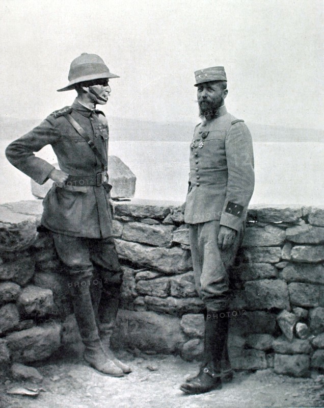 Première Guerre Mondiale. Sir Ian Hamilton et le général Gouraud à Seddul-Bahr.