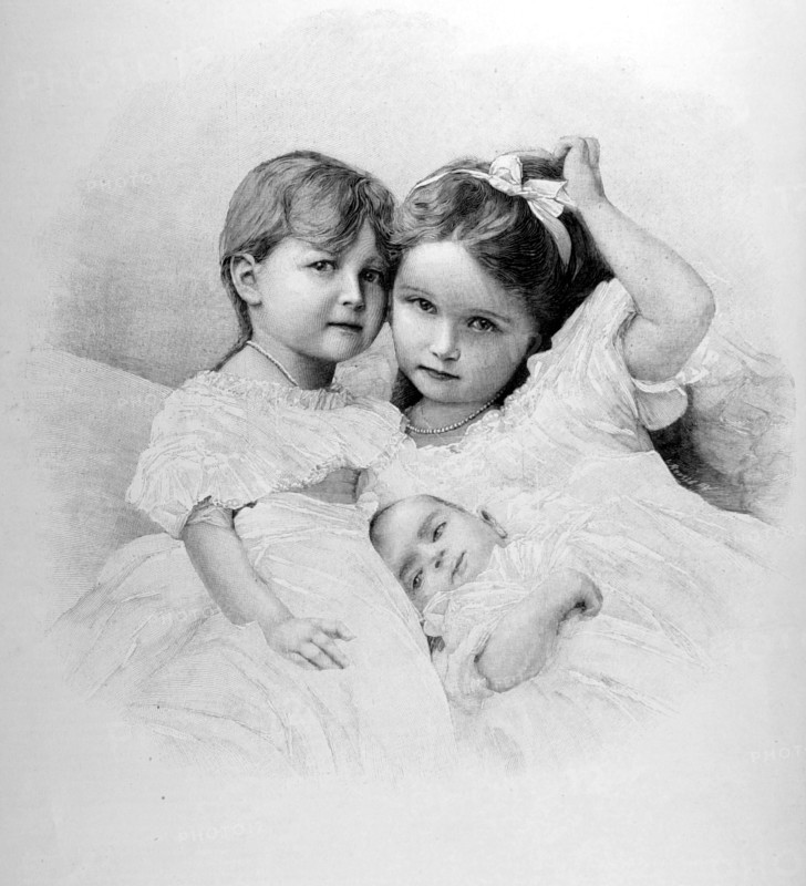 En Russie, les grandes-duchesses Olga, Tatiana et Marie (1901)
