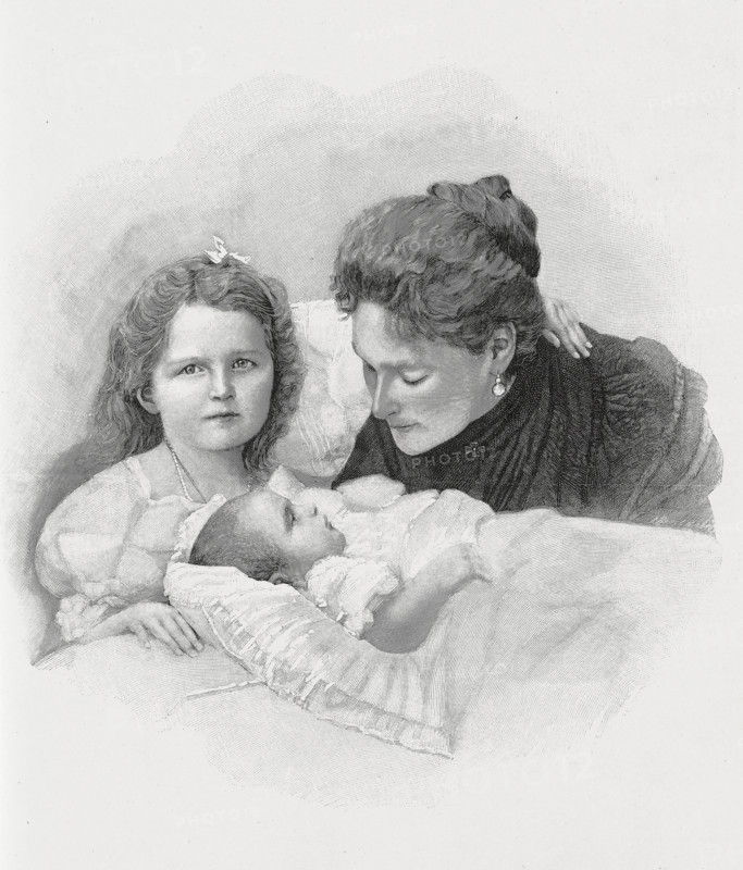 The Empress of Russia and her daughters, Olga and Marie