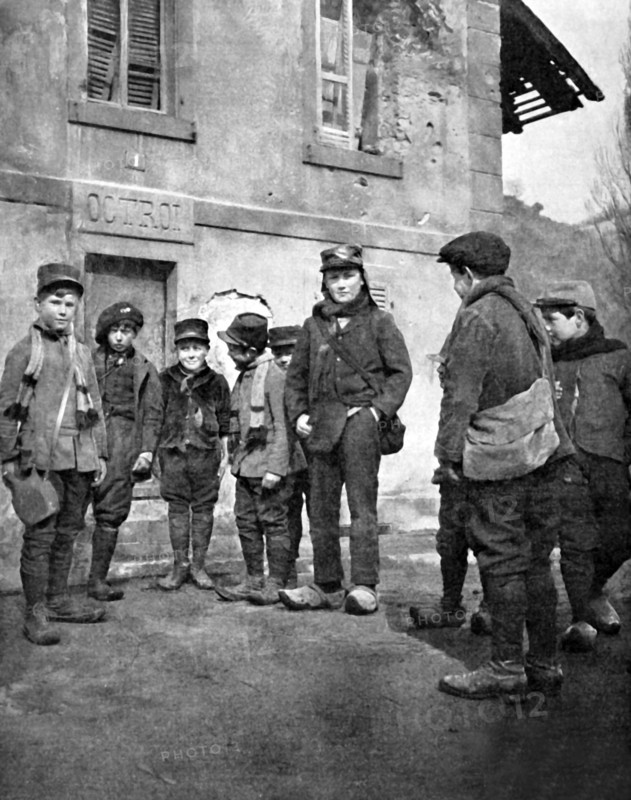 Alsacian schoolchildren in a village occupied by the French
