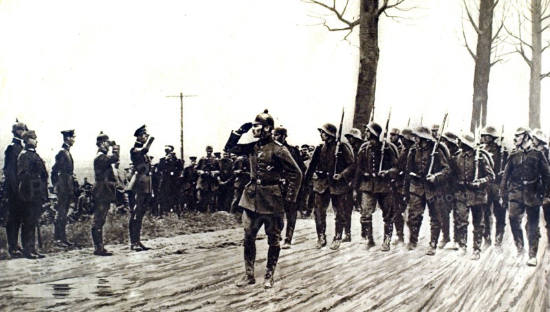 The Crown Prince of Germany reviewing his troops, 1916