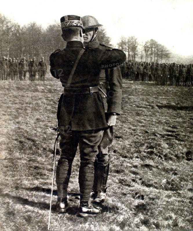 World War I. An American captain receiving the Military Cross in Lorraine (1918)