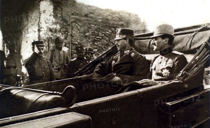 World War I. The King of Greece and Crown prince of Serbia at the Serb headquarters