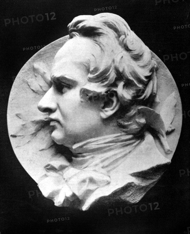 Victor Hugo, medallion of the poet by Denys Puech