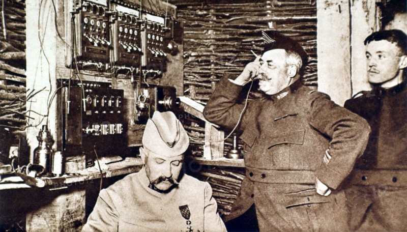 World War I. An army telephone exchange.