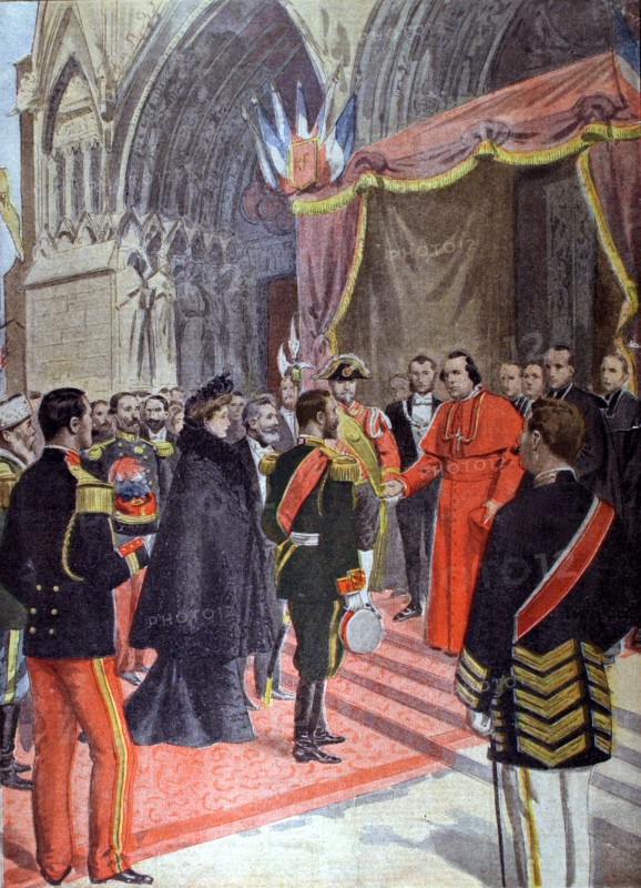 Tsar Nicholas II being received at the cathedral of Rheims (1901)
