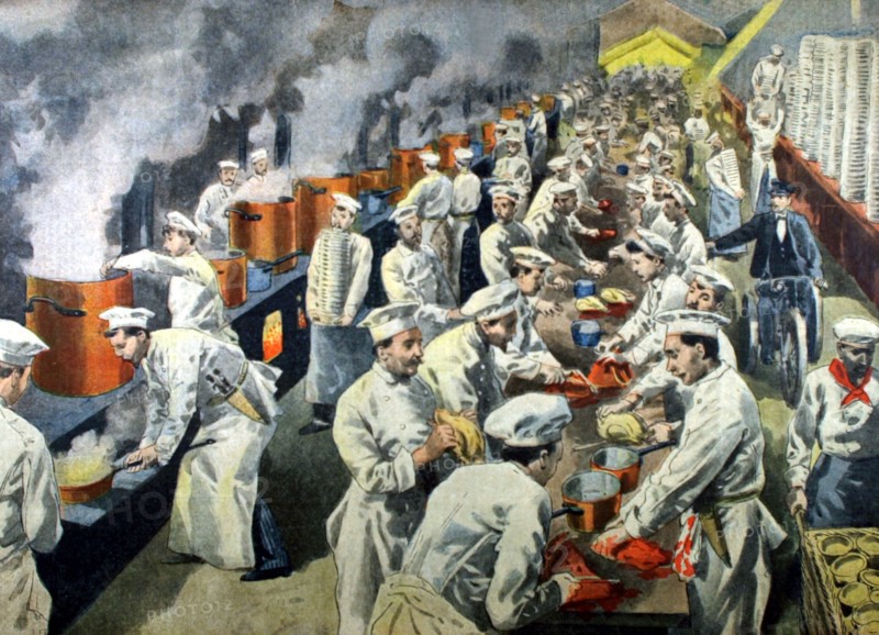 At the mayors' banquet, a scene in the kitchens (1900)