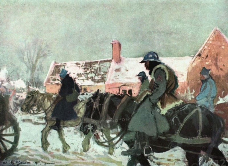 Charles Hoffbauer, Dans la Somme, convoi d'artillerie