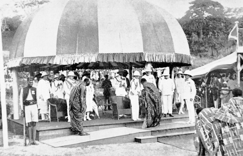 In West Africa, the Prince of Wales receives the  official tributes of the great native chiefs (1925)