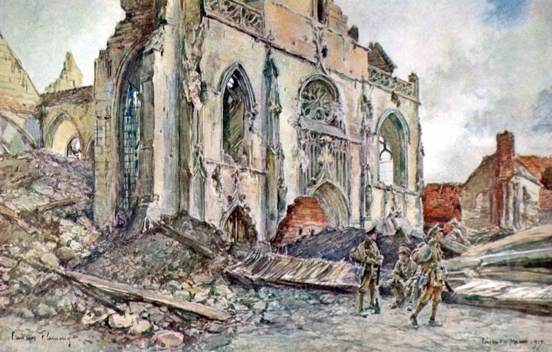 Ruins of the Péronne cathedral (1917)