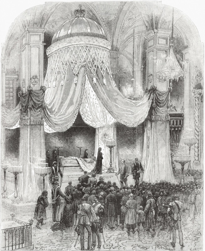 Les obsèques de l'impératrice Marie-Alexandrovna à Saint-Pétersbourg, in "Le Monde illustré" du 26 juin 1880.